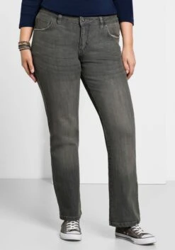 Sheego Bootcut-Jeans In 5-Pocket-Form, Mit Used-Effekten