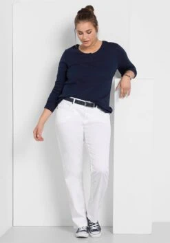 Sheego Gerade Hose Aus Baumwoll-Twill -Shego Kleidung Geschaft 11555000010 0041N 00 SH