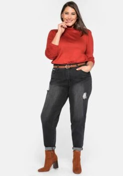 Sheego Mom-Jeans Mit Destroyed-Effekten Und Formbund -Shego Kleidung Geschaft 13727700341 03GZ2 02 SH
