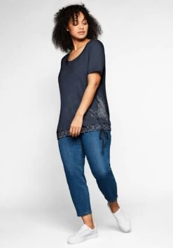 Sheego Shirt In 2-in-1-Optik Mit Print Und Tunnelzug -Shego Kleidung Geschaft 13877500018 04AM1 00 SH