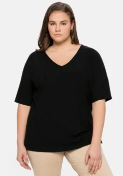 Sheego Shirt Mit V-Ausschnitt, In Oversized-Form
