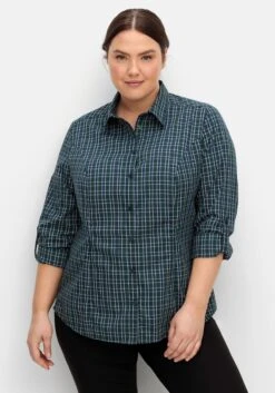 Sheego Karierte Wanderbluse Mit Taschen