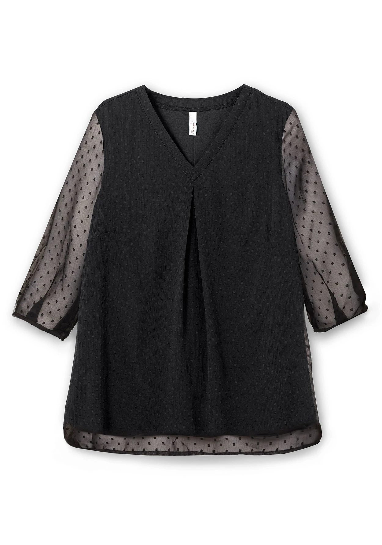 Sheego Tunika Mit Chiffon-Ärmeln Und Knoten Am V-Ausschnitt 3 Sheego Tunika Mit Chiffon-Ärmeln Und Knoten Am V-Ausschnitt – Bild 3