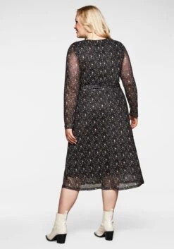 Sheego Mesh-Kleid Mit Millefleurs-Druck Und Bindegürtel -Shego Kleidung Geschaft 14090001491 0450A 00 SH