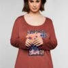 Sheego Langarmshirt Mit Frontdruck Und Neonnieten