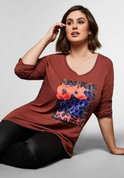 Sheego Langarmshirt Mit Frontdruck Und Neonnieten -Shego Kleidung Geschaft 14102701562 045S7 00 SH