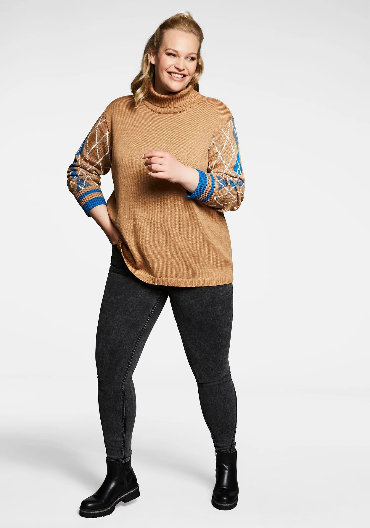 Sheego Pullover Mit Rollkragen Und Rautenmuster 4 Sheego Pullover Mit Rollkragen Und Rautenmuster – Bild 4