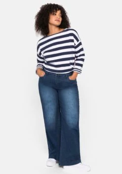 Sheego 3/4-Arm-Shirt Mit Ringeln Und U-Boot-Ausschnitt -Shego Kleidung Geschaft 14177800018 0489O 02 SH