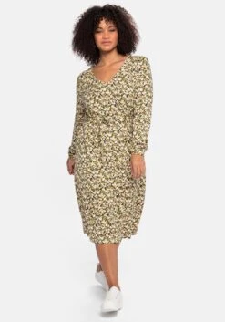 Sheego Jerseykleid Mit Millefleurs-Druck Und V-Ausschnitt -Shego Kleidung Geschaft 14180000006 049NN 02 SH