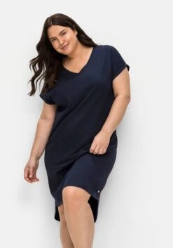 Sheego Relax-Shirtkleid Mit V-Ausschnitt, Aus Interlock -Shego Kleidung Geschaft 14181600018 04L8Y 02 SH