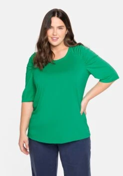 Sheego Shirt Mit Gerafften Raglanärmeln Und Rundhalsausschnitt