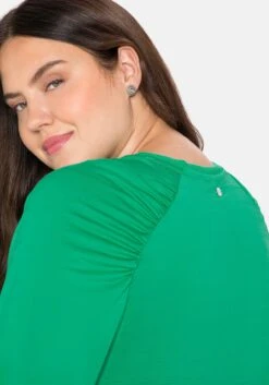 Sheego Shirt Mit Gerafften Raglanärmeln Und Rundhalsausschnitt -Shego Kleidung Geschaft 14184201515 049FG 02 SH