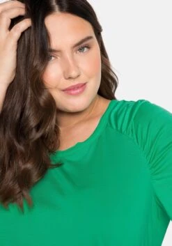 Sheego Shirt Mit Gerafften Raglanärmeln Und Rundhalsausschnitt -Shego Kleidung Geschaft 14184201515 049FH 02 SH