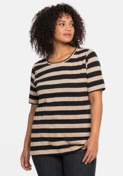 Sheego Ringelshirt Mit Silberfarbenem Glitzereffekt