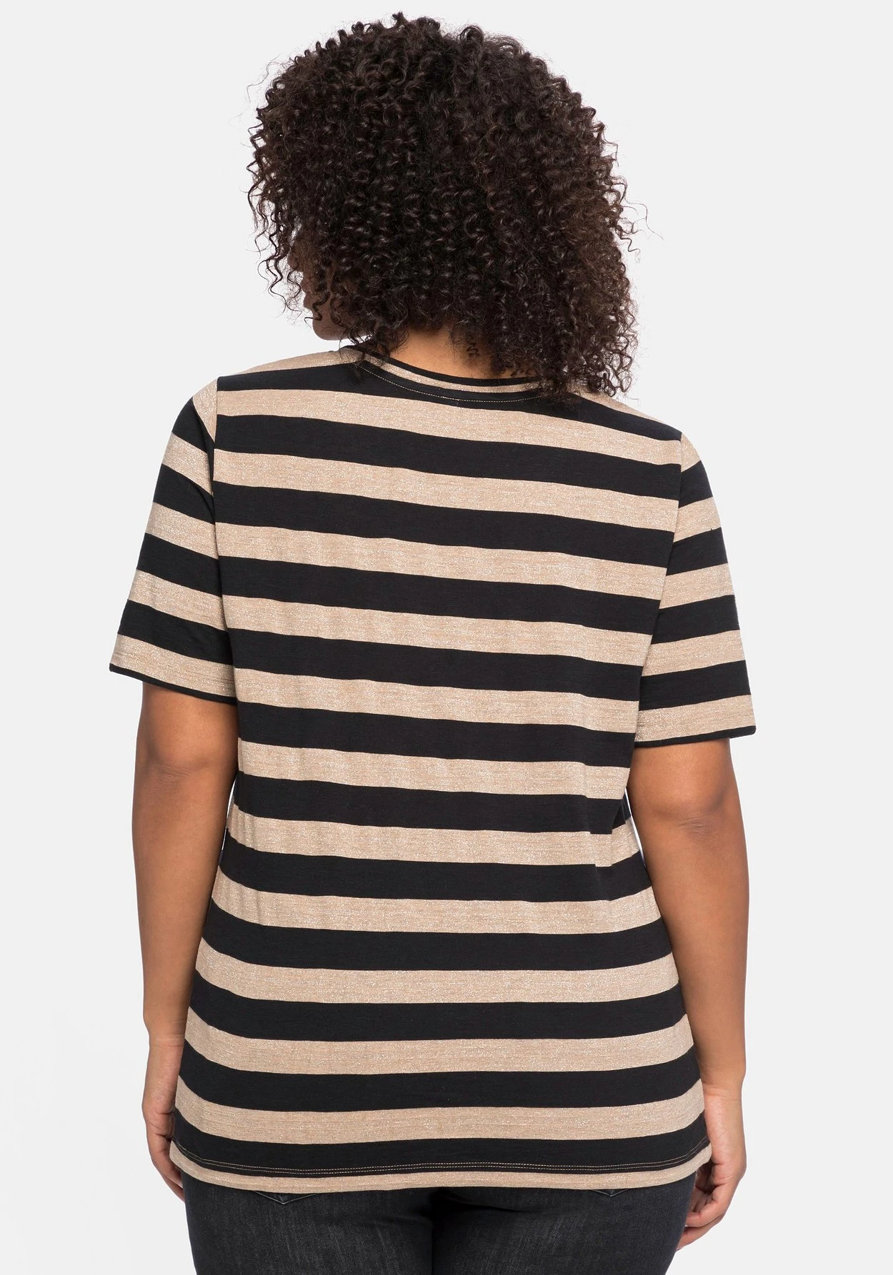 Sheego Ringelshirt Mit Silberfarbenem Glitzereffekt 2 Sheego Ringelshirt Mit Silberfarbenem Glitzereffekt – Bild 2