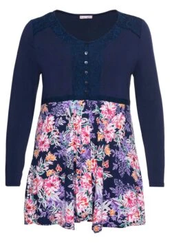 Longshirt Im Mustermix, Mit Spitzeneinsätzen 11 Longshirt Im Mustermix, Mit Spitzeneinsätzen -Shego Kleidung Geschaft 14310102018 048MT 00 SH