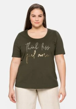 Sheego Shirt Mit Pailletten-Schriftzug, Aus Jersey