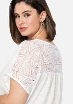 Sheego Shirt Im Leinenmix, Mit Ajourmuster-Passe Hinten -Shego Kleidung Geschaft 14378100010 04BO2 02 SH