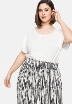 Sheego Shirt Im Leinenmix, Mit Ajourmuster-Passe Hinten -Shego Kleidung Geschaft 14378100010 04BO3 02 SH