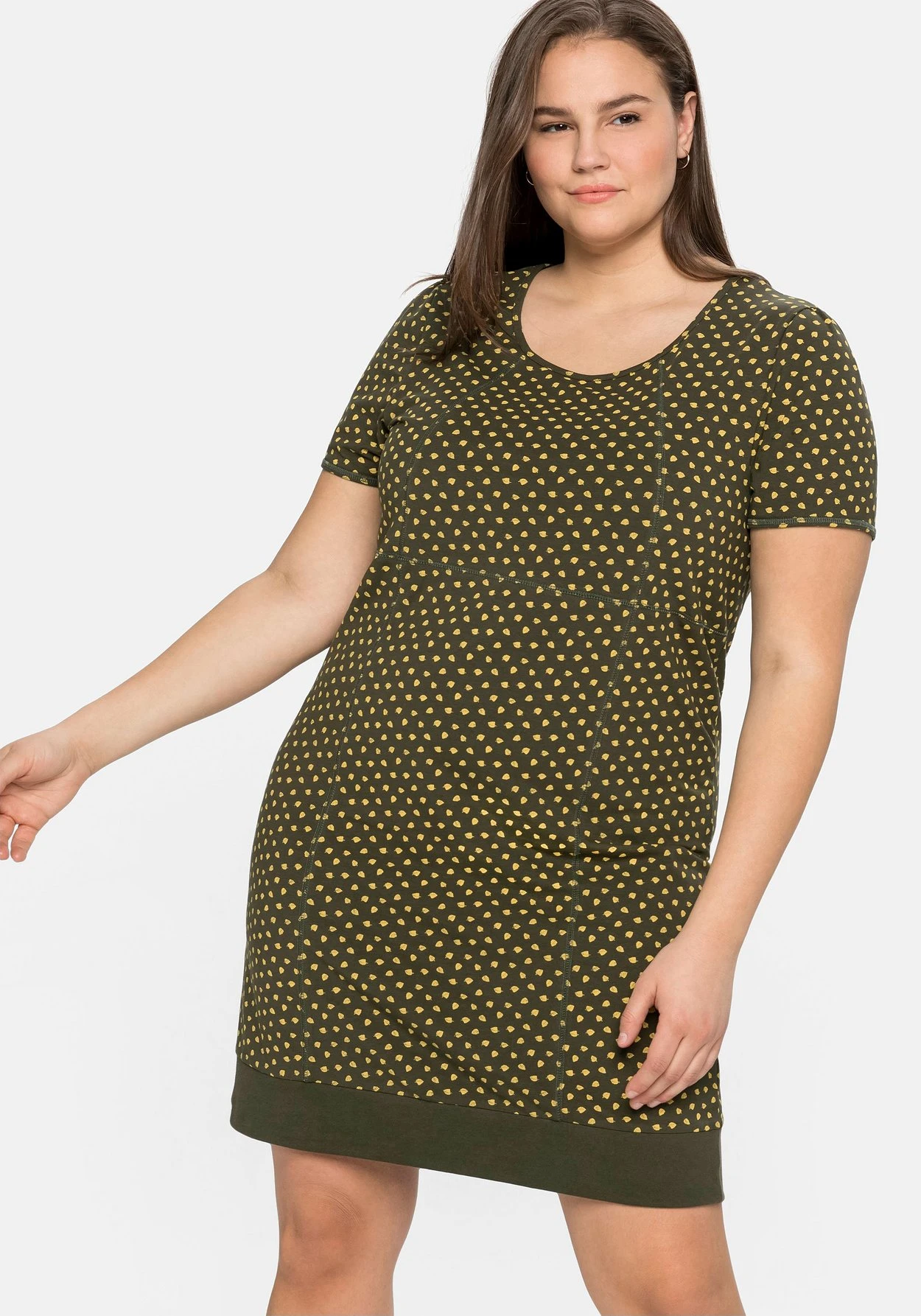 Sheego Jerseykleid Mit Alloverdruck Und Rippbund Am Saum 6 Sheego Jerseykleid Mit Alloverdruck Und Rippbund Am Saum – Bild 6