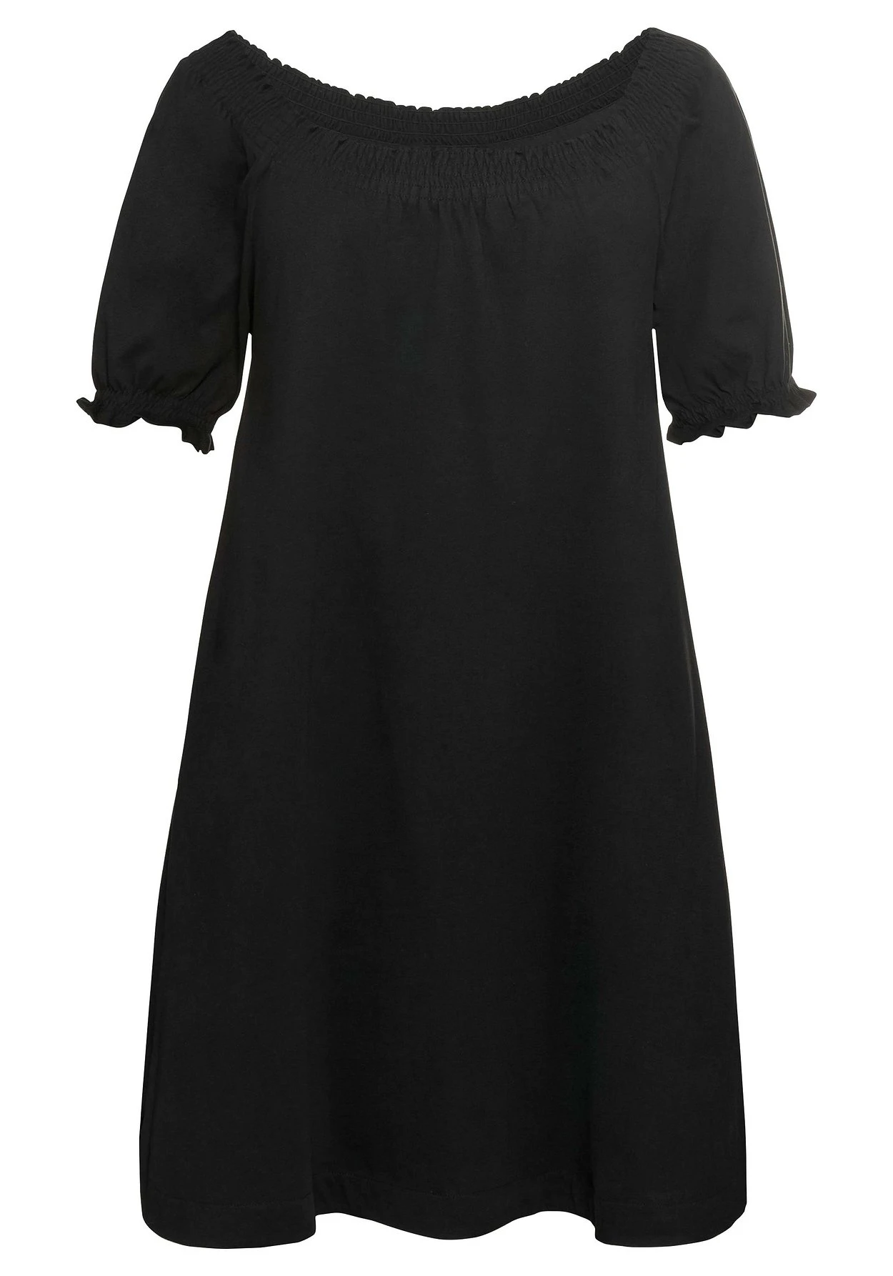 Sheego Jerseykleid Mit Smok-Ausschnitt Und Puffärmeln 4 Sheego Jerseykleid Mit Smok-Ausschnitt Und Puffärmeln – Bild 4