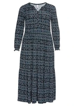 Sheego Jerseykleid Mit Alloverdruck Und Smokdetails -Shego Kleidung Geschaft 14386400452 04BRM 00 SH