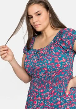 Jerseykleid Mit Blumendruck Und Carmenausschnitt -Shego Kleidung Geschaft 14391300427 04C70 02 SH