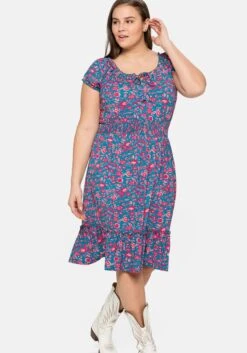 Jerseykleid Mit Blumendruck Und Carmenausschnitt -Shego Kleidung Geschaft 14391300427 04C72 02 SH