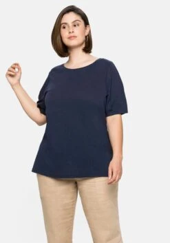 Sheego Shirt Aus Leinen-Viskose-Mix, Mit Puffärmeln