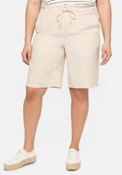Sheego Bermudas Im Leinenmix, Mit Paperbag-Bund