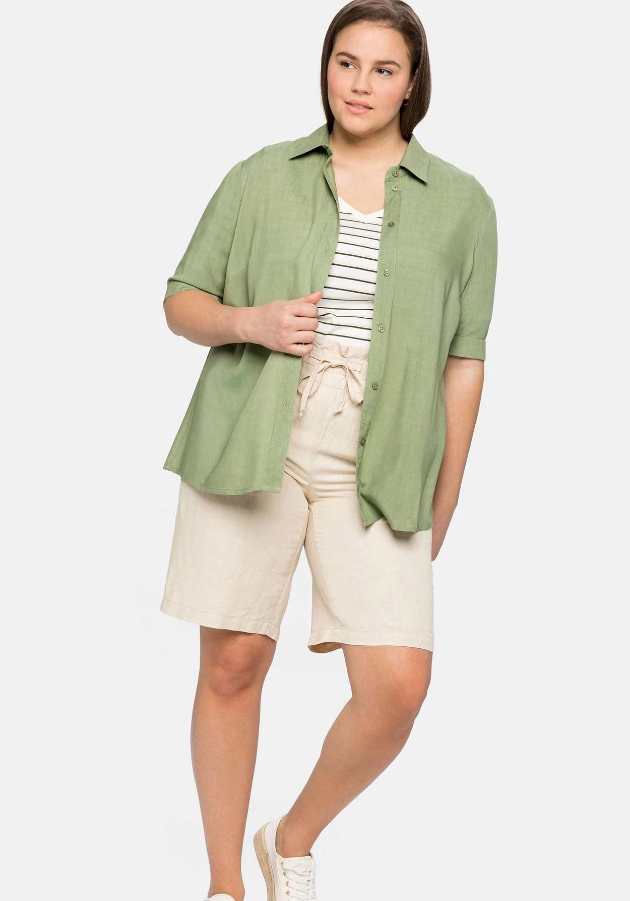 Sheego Bermudas Im Leinenmix, Mit Paperbag-Bund 8 Sheego Bermudas Im Leinenmix, Mit Paperbag-Bund – Bild 8