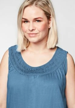 Sheego Top In A-Linie, Mit Gesmoktem Rundhalsausschnitt -Shego Kleidung Geschaft 14397400017 04ALV 00 SH