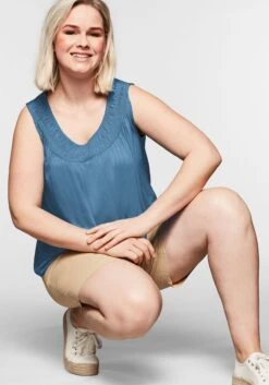 Sheego Top In A-Linie, Mit Gesmoktem Rundhalsausschnitt -Shego Kleidung Geschaft 14397400017 04ALW 00 SH