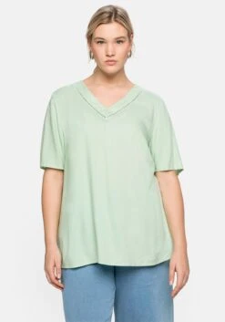 Sheego Tunika Mit Lochmuster Am V-Ausschnitt -Shego Kleidung Geschaft 14397800133 04DCY 02 SH