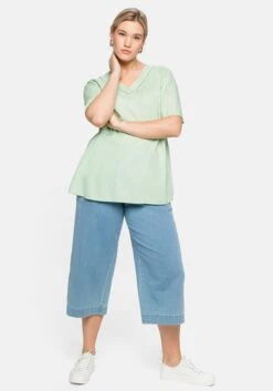 Sheego Tunika Mit Lochmuster Am V-Ausschnitt -Shego Kleidung Geschaft 14397800133 04DCZ 02 SH