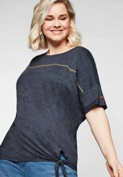 Sheego Shirt Mit Ziernaht Und Knotendetail Am Saum -Shego Kleidung Geschaft 14405400018 04CVQ 00 SH