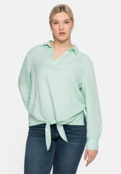 Sheego Tunika Mit Hemdkragen Und Saum Zum Binden