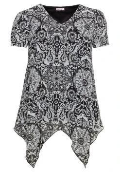 Chiffon-Tunika Mit Alloverdruck Und Zipfelsaum 8 Chiffon-Tunika Mit Alloverdruck Und Zipfelsaum -Shego Kleidung Geschaft 14415701986 04CIC 00 SH