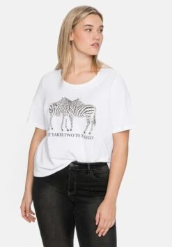 Sheego Shirt In Leichter A-Linie, Mit Zebra-Frontdruck