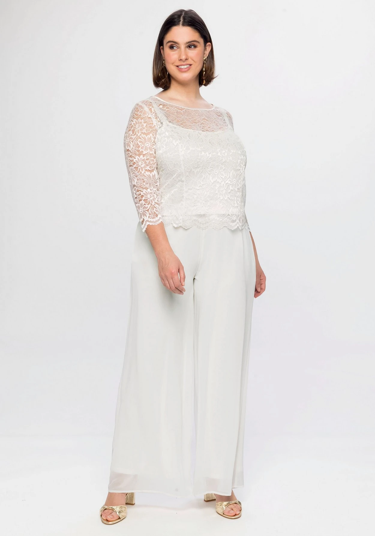 Sheego Weite Chiffonhose Im Lagenlook, Gefüttert 5 Sheego Weite Chiffonhose Im Lagenlook, Gefüttert – Bild 5