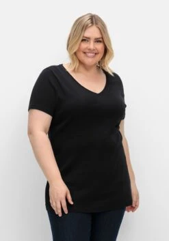 Sheego Shirts Mit V-Ausschnitt, Im Doppelpack -Shego Kleidung Geschaft 14445402236 04UP1 02 SH