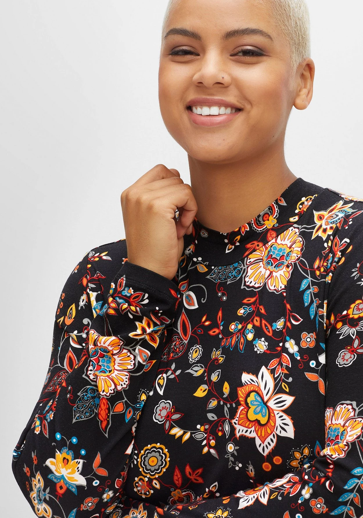 Jerseykleid Mit Weit Schwingendem Rock, Blumenprint 6 Jerseykleid Mit Weit Schwingendem Rock, Blumenprint – Bild 6