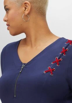 Jerseykleid Mit Schnürung Und Reißverschluss -Shego Kleidung Geschaft 14460400018 04F7L 02 SH