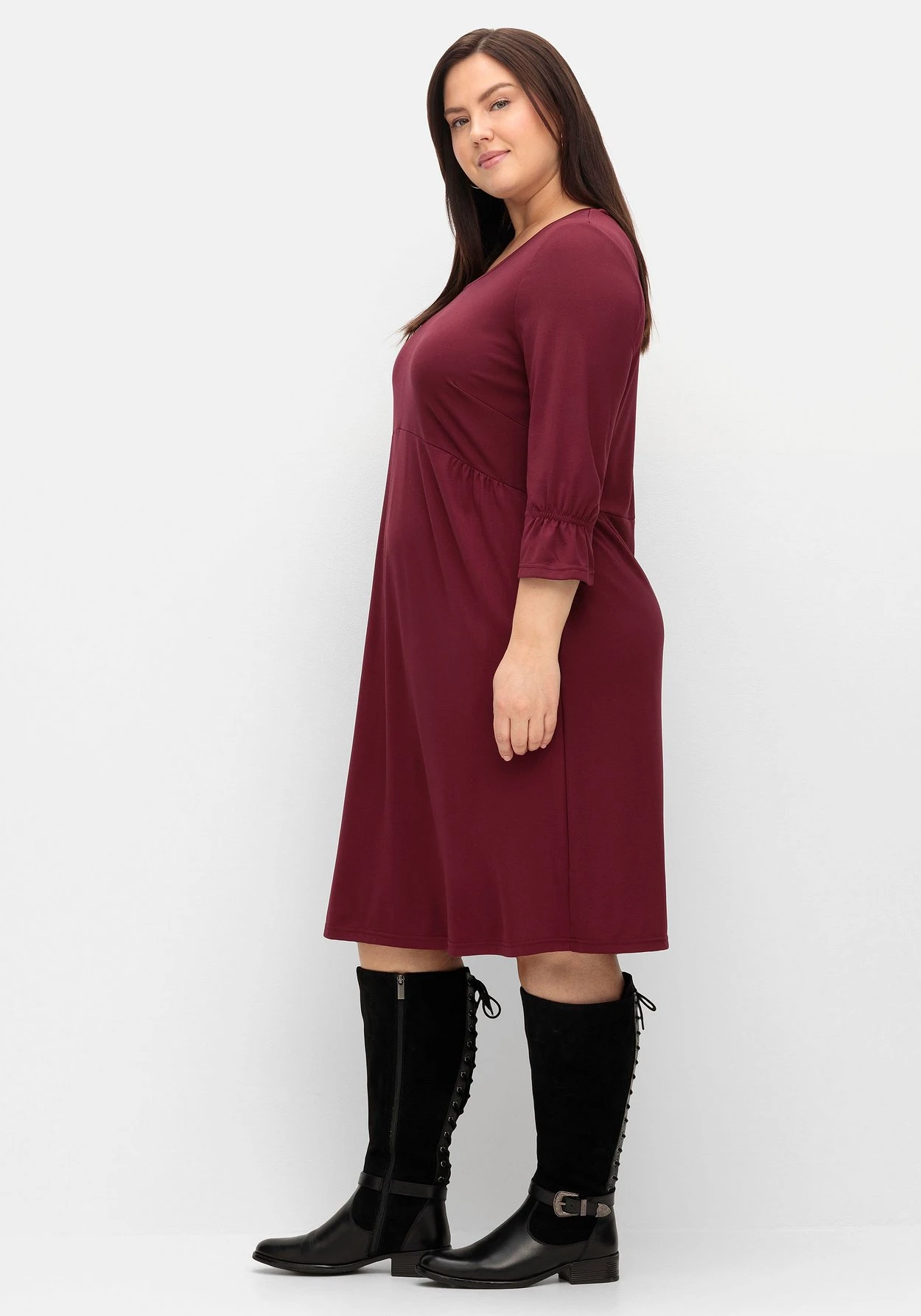 Sheego Shirtkleid Mit Gerafften 3/4-Ärmeln 2 Sheego Shirtkleid Mit Gerafften 3/4-Ärmeln – Bild 2