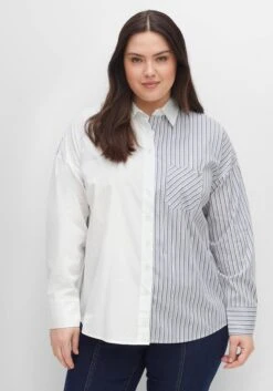 Sheego Hemdbluse Im Mustermix, Elastische Qualität