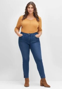 Sheego Schmale Jeans Mit Zippern Am Saumabschluss -Shego Kleidung Geschaft 14477800053 04FKC 02 SH