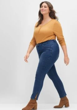 Sheego Schmale Jeans Mit Zippern Am Saumabschluss -Shego Kleidung Geschaft 14477800053 04FKJ 02 SH
