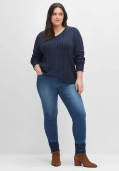 Sheego Schmale Jeans Mit Kontrastsaum Und Crinkle-Effekt -Shego Kleidung Geschaft 14479700053 04FQ3 02 SH