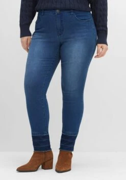 Sheego Schmale Jeans Mit Kontrastsaum Und Crinkle-Effekt