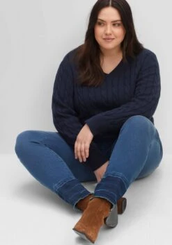 Sheego Schmale Jeans Mit Kontrastsaum Und Crinkle-Effekt -Shego Kleidung Geschaft 14479700053 04FQA 02 SH